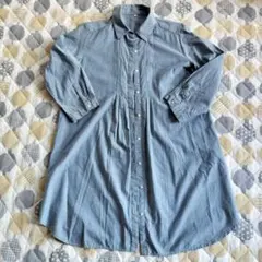 無印良品ライトブルー コットン シャツワンピース