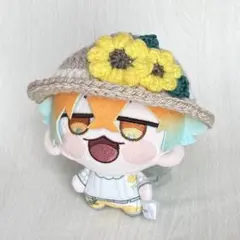ぬい服 ヘッドドレス ひまわりオレンジ×白×黄×茶×緑 にじまるっと ちび
