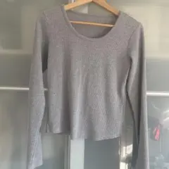 SHEIN Dazy リブニットTシャツ グレー