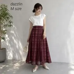ダズリン dazzlin シアーチェックコルセットスカート M レッド フレアのサムネイル