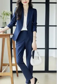 今日だけ値下げ！超美品★ネイビー★スーツ上下セット★着痩せ効果★スタイルアップ