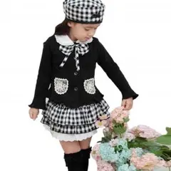 女の子 　 フォーマルスーツ 風 セットアップ　ベレー帽付き