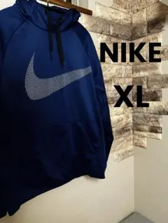 NIKE ナイキ ネイビー フード付き パーカー トレーナー スウォッシュ XL