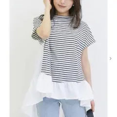 新品タグ付き　異素材切り替えフリルヘムチュニック インシード　Lのサムネイル