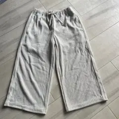 GU ストライプ ロングパンツ アイボリー 110cm