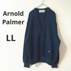 アーノルドパーマー ▶ カーディガン LL 紺 メンズ ロゴ有 Vネック