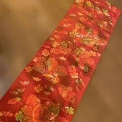 和風テーブルランナー　　105赤色 膨れ織