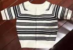 <AMERICAN HOLIC半袖ニットセーター ホワイト/ブラック Fサイズ>