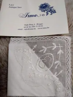 【美品！新品】イニシャルE刺繍入りレースハンカチ ベルギー製 　　ウェディング