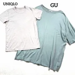 GU × UNIQLO U Tシャツ 2枚セット（くすみグリーン・ライトグレー）