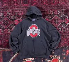 vintage カレッジロゴ フルジップ パーカー ブラック L