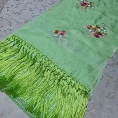 #10-018 ( 保管品 ) 七五三 正絹 しごき 志古貴 きみどり 刺繍