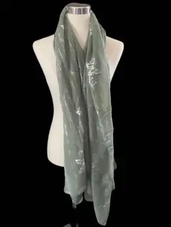 【未使用】英国インポート 箔押しバタフライ・ストール（カーキ）深みのある大人色