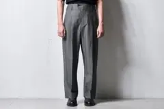 山内】ウールリネンヘリンボーン・サイドシームレスワンタックパンツ