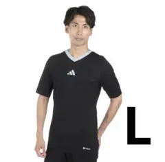 新品　アディダス　レフェリー　サッカー　半袖Tシャツトレーニング　ロゴ　黒　L