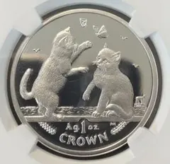 最終出品　マン島　 1クラウン キャット 2枚 Yahoo!オークション -「マン島キャット」(世界) (硬貨)の落札