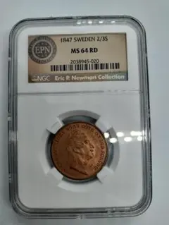 スラブに欠けあり】NGC MS64RD 1847 スウェーデン 2/3シリング - メルカリ