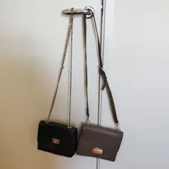 ブラックとグレーのショルダーバッグセット