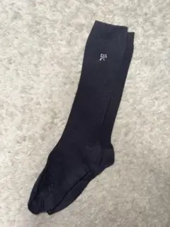 黒ロング膝下ソックス 刺繍ロゴ
