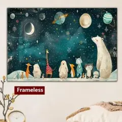 アートポスター　宇宙と動物A　3045　キャンバスアート　ポスター