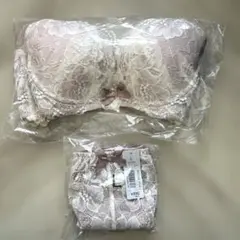 エメフィール　脇高ブラ　ピンクホワイト　ブラジャーショーツセット D75 /L