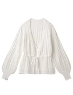 ドロンストリボン透かし編みカーディガン　アイボリー