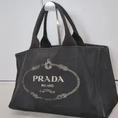 白タグなし PRADA カナパ デニム トートバッグ レザー三角ロゴ - メルカリ