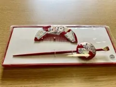 昭和　レトロ　赤い和風かんざしと櫛のセット