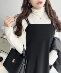 moment+ カットジョーゼットダブルストラップキャミワンピース L