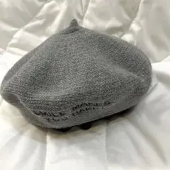 【美品】Honeys ハニーズ ニットベレー帽 刺繍入り グレー