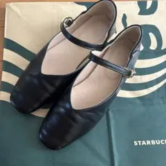 黒 ストラップ付きフラットシューズ Sサイズ