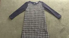 ネイビー チェック柄 長袖ワンピース