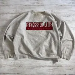 ヴィンテージ　90s Rensselaer刺繍ロゴ スウェット グレー XL古着