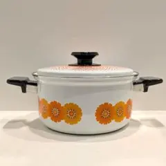 激レア品・ホクセイ ホーロー鍋 当時物未使用 アデリアレトロ 花柄