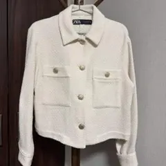 ZARA ツイードジャケット ホワイト S