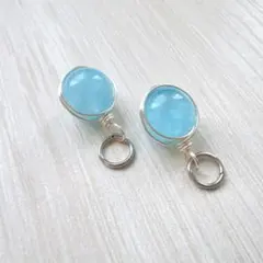 天然石ピアス　イヤリング　ころんとひとつぶ　エンジェルクラウドアクアマリン