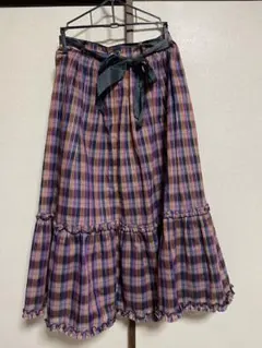 vintage チェック　フレアスカート