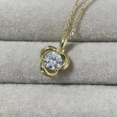 【88】 レトロ 一粒 ネックレス ゴールド キラキラ