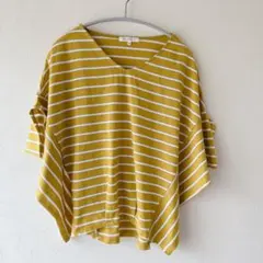 THE SHOP TK ボーダー Vネック 半袖Tシャツ S ドルマンスリーブのサムネイル