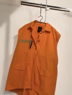 ジーナス　オレンジ　￼ストーンウォッシュミリタリーベストワンピース