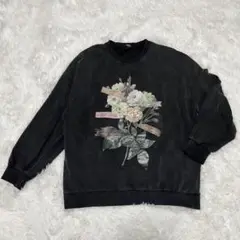 【FVLMEN】フラワー　オーバーサイズ　トレーナー　花柄　古着　一点物　M