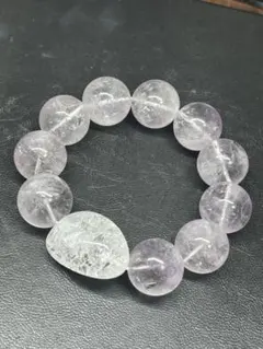 【パンダの工房】天然石パワーストーン 透明薄紫アメジスト19ミリ大玉ブレスレット