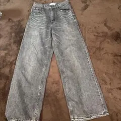 AZUL by MOUSSY グレー ワイドレッグデニム M