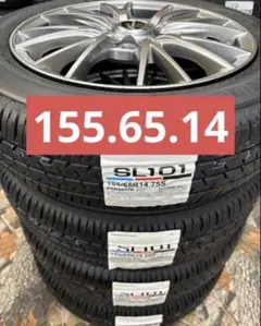 ⑫155/65R14新品タイヤ4本と中古美品ホイールとナット付きのサムネイル
