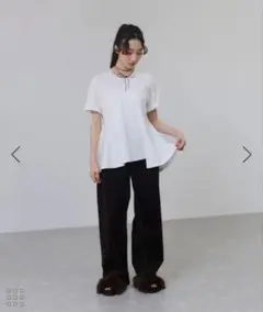 ADAM ET ROPE 【サステナブル】アシメフレアプルオーバー　ホワイト