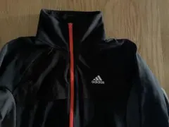 adidas ジップアップジャケット厚手ジャージ ブラック/オレンジ160