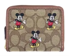COACHコーチミッキーマウスコンパクトウォレット、シグネチャー