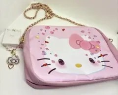 ハローキティ 50周年記念 クリアショルダーバッグ ピンク チャーム付き