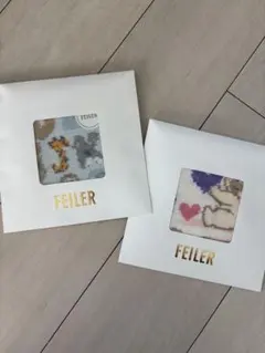 FEILER 動物・ハート柄 ハンカチ 2枚セット