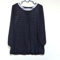 重ね着風長袖トップスブラック　黒L